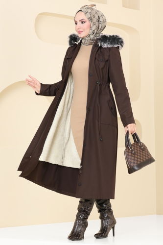 moda selvim Coat 3024KTR750 Brown - Thumbnail