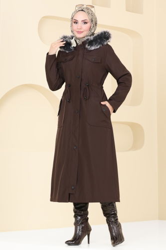 moda selvim Coat 3024KTR750 Brown - Thumbnail