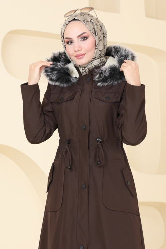 moda selvim Coat 3024KTR750 Brown - Thumbnail