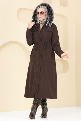 moda selvim Coat 3024KTR750 Brown - Thumbnail