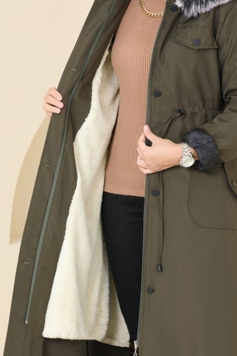 moda selvim Coat 3024KTR750 Khaki - Thumbnail