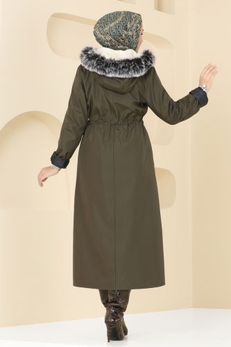 moda selvim Coat 3024KTR750 Khaki - Thumbnail