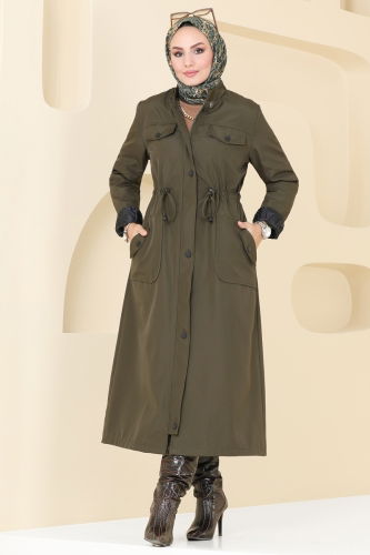 moda selvim Coat 3024KTR750 Khaki - Thumbnail