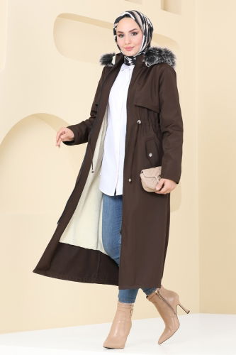 moda selvim Coat 3026KTR750 Brown - Thumbnail