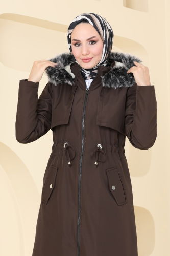 moda selvim Coat 3026KTR750 Brown - Thumbnail