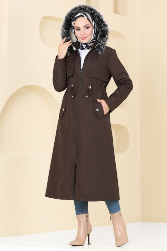 moda selvim Coat 3026KTR750 Brown - Thumbnail