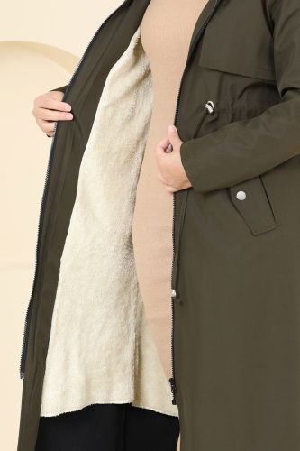 moda selvim Coat 3026KTR750 Khaki - Thumbnail