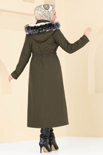 moda selvim Coat 3026KTR750 Khaki - Thumbnail