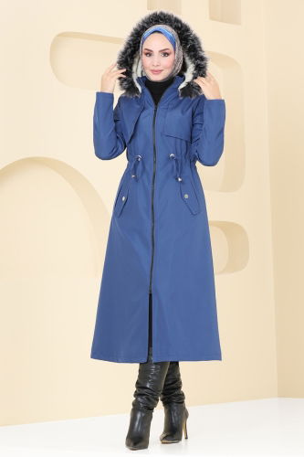 moda selvim Coat 3026KTR750 Saxe - Thumbnail