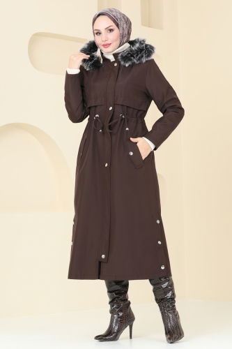 moda selvim Coat 3027KTR750 Brown - Thumbnail