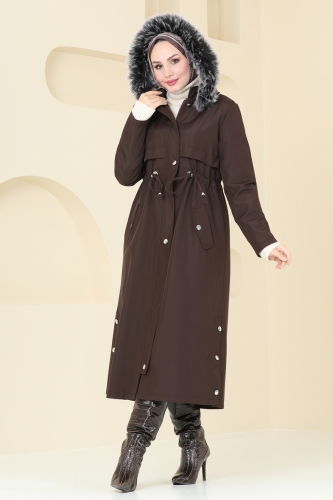 moda selvim Coat 3027KTR750 Brown - Thumbnail