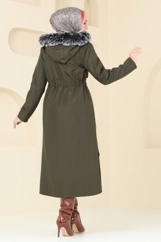 moda selvim Coat 3027KTR750 Khaki - Thumbnail