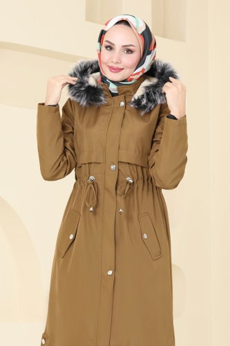 moda selvim Coat 3027KTR750 Tan - Thumbnail