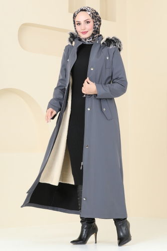 moda selvim Coat 3028KTR750 Anthracite - Thumbnail