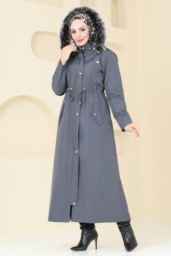 moda selvim Coat 3028KTR750 Anthracite - Thumbnail