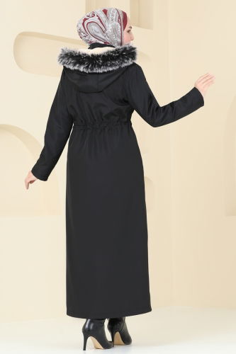 moda selvim Coat 3028KTR750 Black - Thumbnail