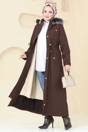 moda selvim Coat 3028KTR750 Brown - Thumbnail