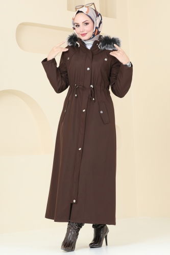 moda selvim Coat 3028KTR750 Brown - Thumbnail