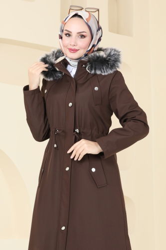 moda selvim Coat 3028KTR750 Brown - Thumbnail