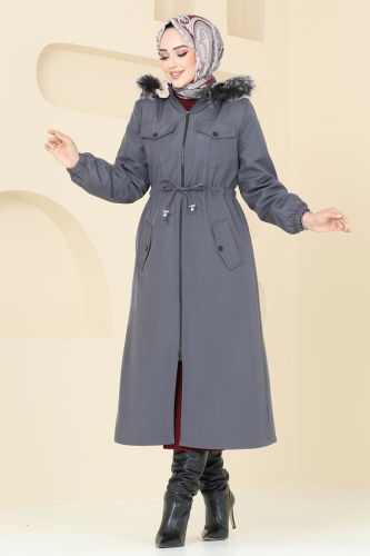 moda selvim Coat 3029KTR750 Anthracite - Thumbnail