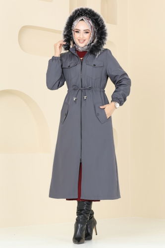 moda selvim Coat 3029KTR750 Anthracite - Thumbnail