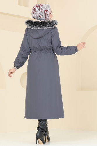 moda selvim Coat 3029KTR750 Anthracite - Thumbnail