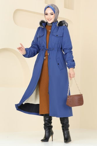 moda selvim Coat 3029KTR750 Saxe - Thumbnail