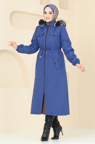 moda selvim Coat 3029KTR750 Saxe - Thumbnail