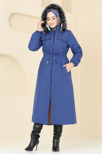 moda selvim Coat 3029KTR750 Saxe - Thumbnail