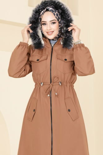 moda selvim Coat 3029KTR750 Tan - Thumbnail