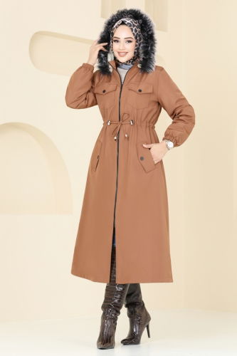 moda selvim Coat 3029KTR750 Tan - Thumbnail