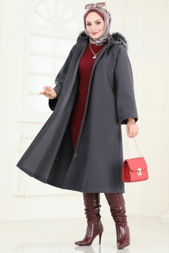 moda selvim Coat 3031KTR750 Anthracite - Thumbnail