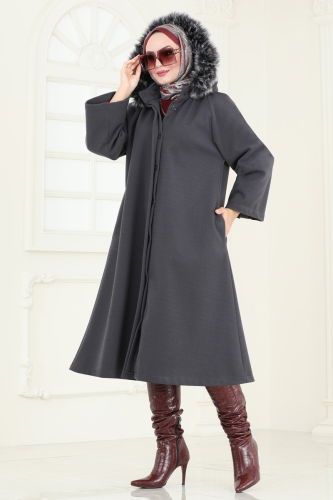 moda selvim Coat 3031KTR750 Anthracite - Thumbnail