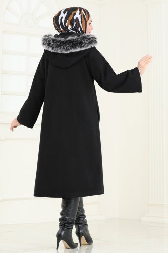 moda selvim Coat 3031KTR750 Black - Thumbnail