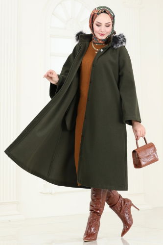 moda selvim Coat 3031KTR750 Khaki - Thumbnail