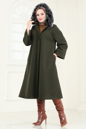 moda selvim Coat 3031KTR750 Khaki - Thumbnail