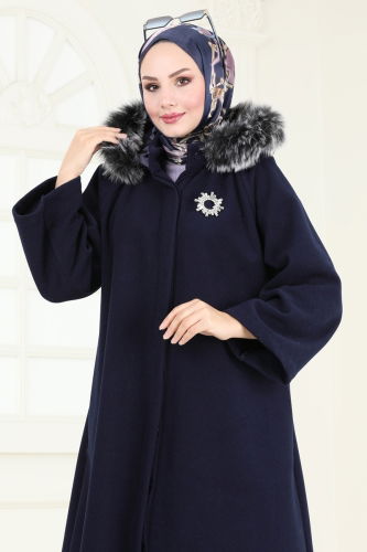 moda selvim Coat 3031KTR750 Navy Blue - Thumbnail