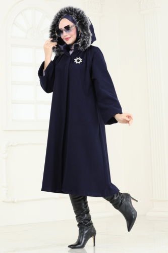 moda selvim Coat 3031KTR750 Navy Blue - Thumbnail