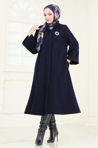 moda selvim Coat 3031KTR750 Navy Blue - Thumbnail