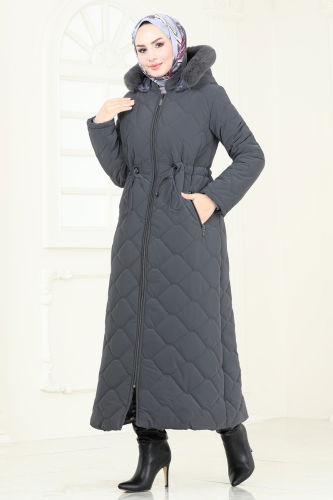 moda selvim Coat 3034DFL152 Anthracite - Thumbnail