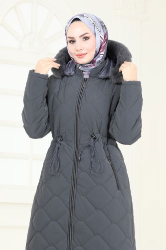 moda selvim Coat 3034DFL152 Anthracite - Thumbnail