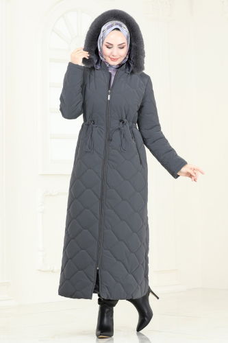 moda selvim Coat 3034DFL152 Anthracite - Thumbnail