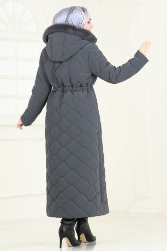 moda selvim Coat 3034DFL152 Anthracite - Thumbnail