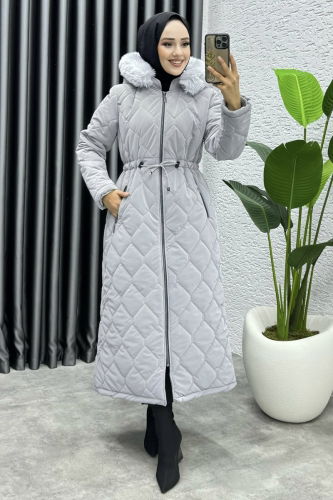 moda selvim Coat 3034DFL152 Gray - Thumbnail