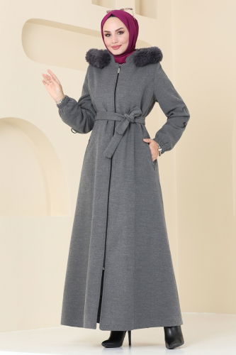 moda selvim Coat 3064DFL152 Gray - Thumbnail