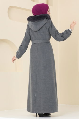 moda selvim Coat 3064DFL152 Gray - Thumbnail