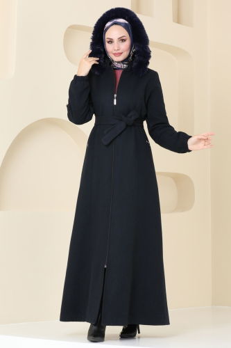 moda selvim Coat 3064DFL152 Navy Blue - Thumbnail