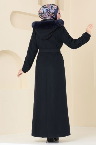 moda selvim Coat 3064DFL152 Navy Blue - Thumbnail