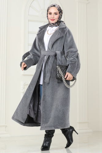 moda selvim Coat 3076DFL152 Anthracite - Thumbnail