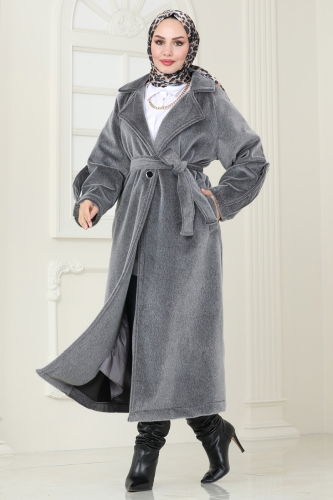 moda selvim Coat 3076DFL152 Anthracite - Thumbnail